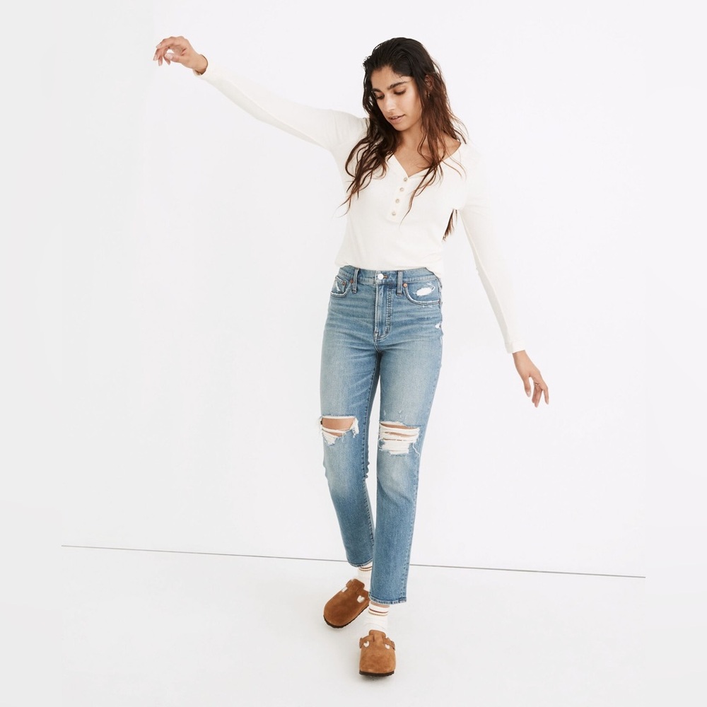 Madewell perfect vintage Jean Distressed Blue Jeans women’s size 28 straight leg